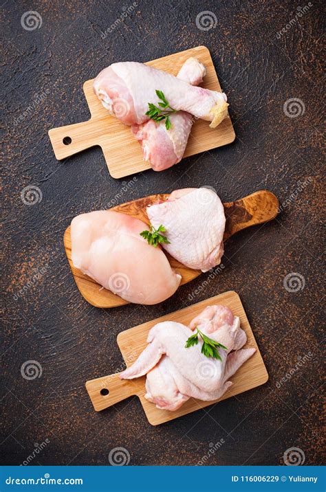 Raw Chicken Meat Fillet Thigh Wings And Legs Stock Image Image Of