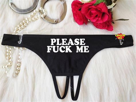 Please Fuck Me Thong Custom Personalized Crotchless Etsy