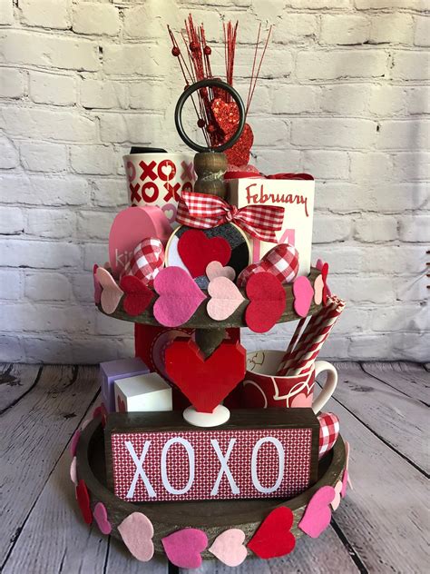 Valentine S Day Tiered Tray Decor Valentine Tiered Tray Etsy