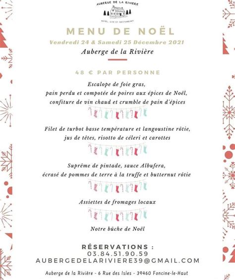 Menu Au Auberge De La Rivi Re Restaurant Foncine Le Haut