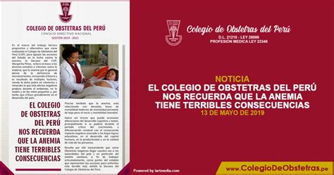 El Colegio De Obstetras Del Per Nos Recuerda Que La Anemia Tiene