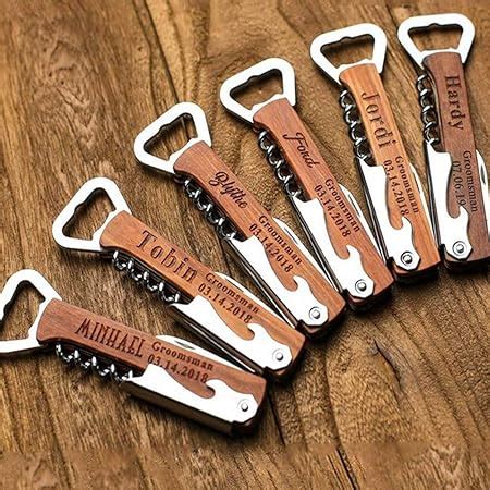 Amazon Personalized Wood Bottle Opener Wine Corkscrew Groomsmen