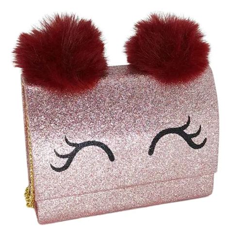 Bolsa Moda Infantil Menina Criança Blogueira C Glitter Cor Nude Glitter Desenho Do Tecido