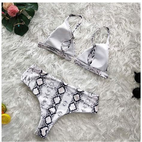Swim Nwt Snake Printed High Waist 2 Piece Bikini Set Poshmark