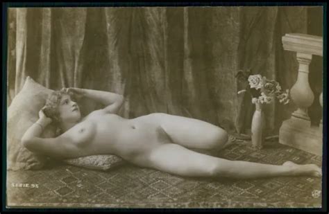 Original French Full Nude Woman On Floor C S Old Rppc Photo