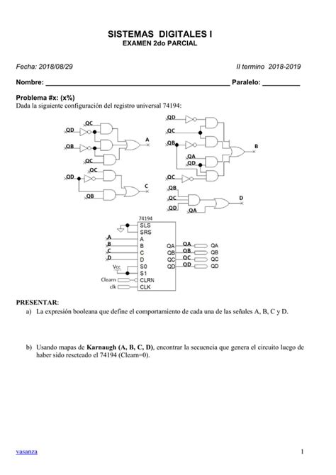 Sistemas Digitales Soluci N Examen Do Parcial Er