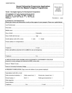 Fillable Online NORAD Fellowship Application Form 2006 Fax Email Print