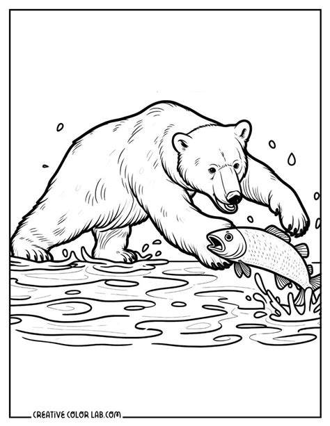 Sea Bear Preying On Fish Coloring Sheet In 2024 Polar Bear Coloring