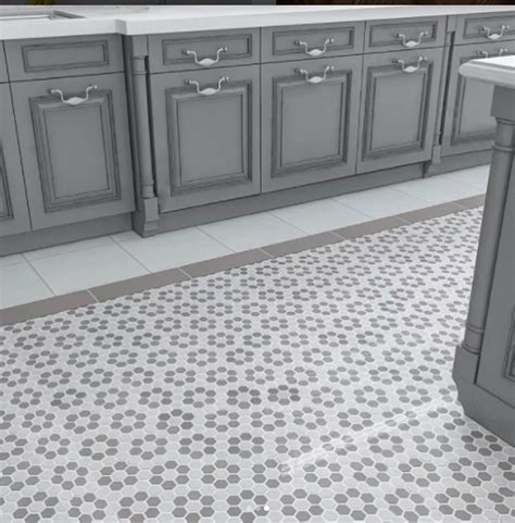 Porcelain Hexagon Mosaic In White And Grey Floral Tile Hexagonal Mosaic Floral Tiles Floor