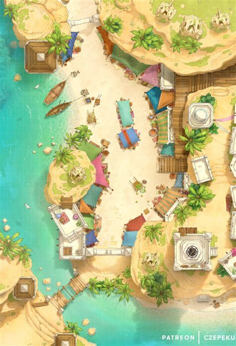 Beachside Bazaar 30x44 Cze And Peku Dnd World Map Dungeon Maps