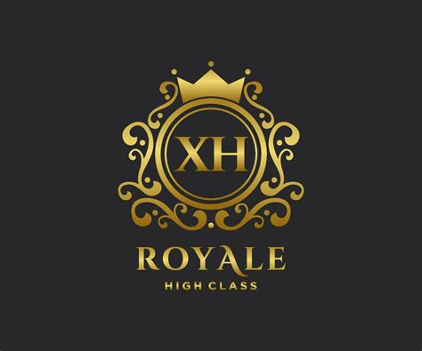 Golden Letter Xh Template Logo Luxury Gold Letter With Crown Monogram