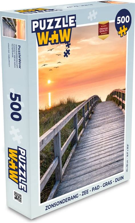 Puzzel Zonsonderang Zee Pad Gras Duin Vogels Legpuzzel