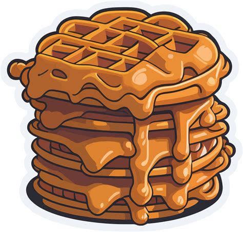 Melted Waffle Cartoon Sticker With 23981167 PNG