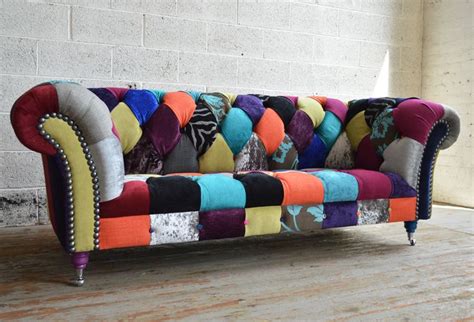 Modern British And Handmade Walton Patchwork Chesterfield Sofa Totally