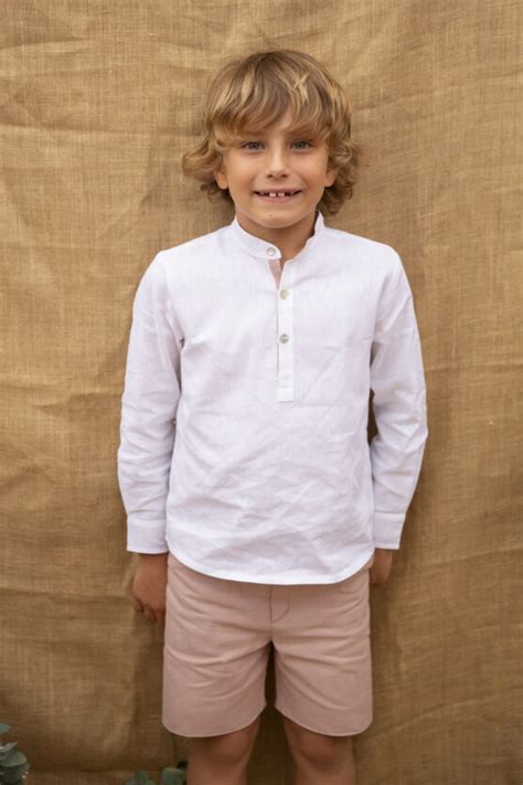 Comprar Conjunto Camisa Y Bermuda Pedrito Lino Nude De Boda Para Ni O Online Coordinanos