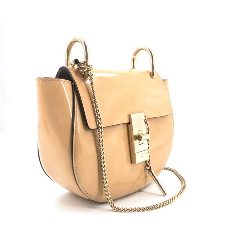 Chloe Blush Nude Patent Leather Drew Mini Shoulder Bag LabelCentric