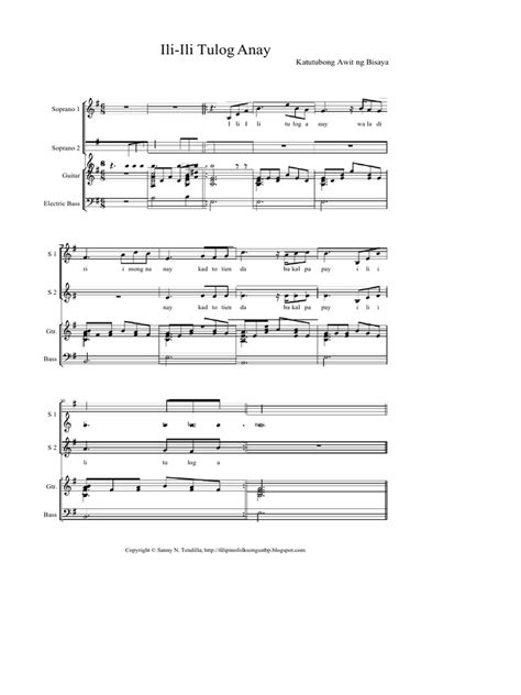 Ili Ili Tulog Anay Visayan Folk Songpdf Pdf Pdf Leisure