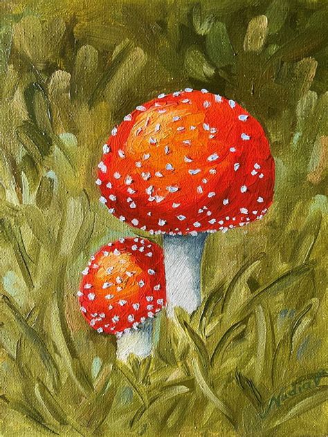 Mushrooms Agaric Painting by Nadia Vysochanskaya | Saatchi Art