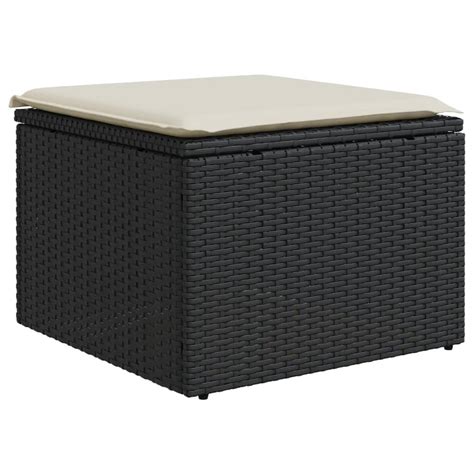 Tabouret De Jardin Repose Pied De Jardin Pouf Avec Coussin Noir