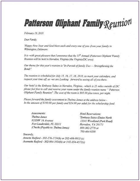 Free Printable Family Reunion Letter Templates Template intended for ...