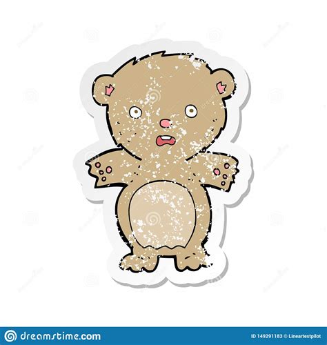 Etiqueta Afligida Retro De Uns Desenhos Animados Amedrontados Do Urso