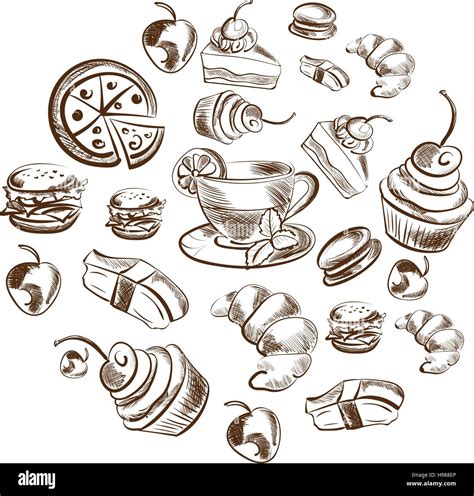 Detailed Food Sketch Stock Vector Image And Art Alamy