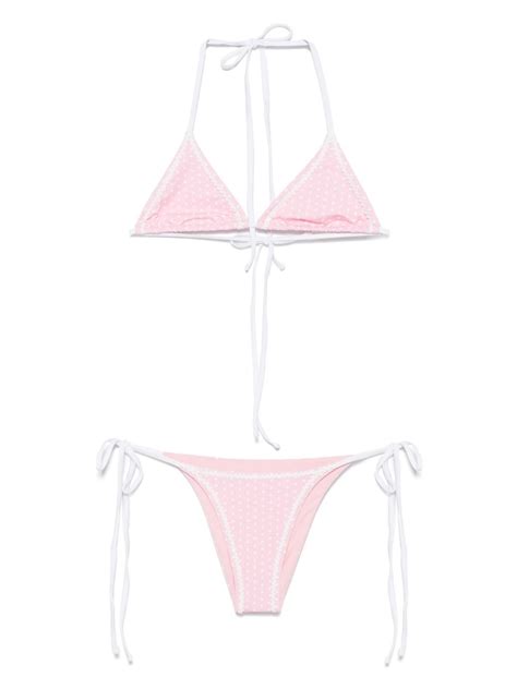 Frankies Bikinis Polka Dot Print Bikini Set Reversible