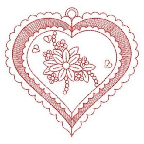 Redwork Heart Elegance Machine Embroidery Design Embroidery Library