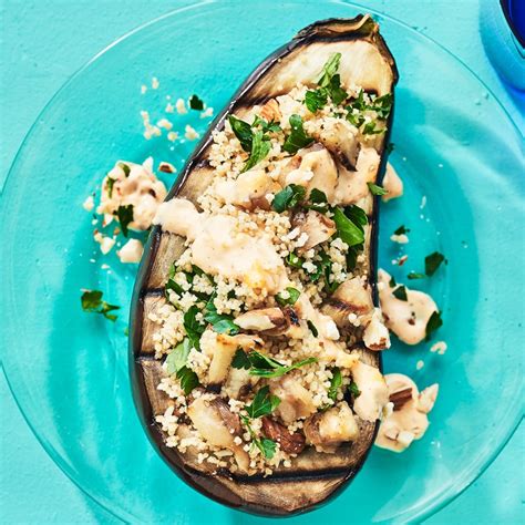 Stuffed Eggplant With Couscous Almonds Recipe EatingWell