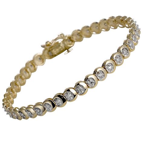 9ct Yellow Gold One Carat Diamond Tennis Bracelet Product Number