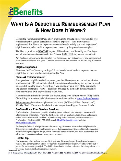 Fillable Online What Is A Deductible Reimbursement Plan How Does It