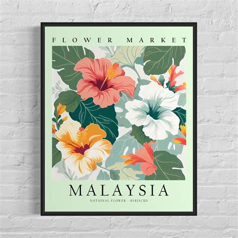 malaysia national flower malaysia flower market art print hibiscus