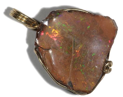 Braune Opal Halskette Gold äthiopischer Opal Anhänger in 14k Etsy de