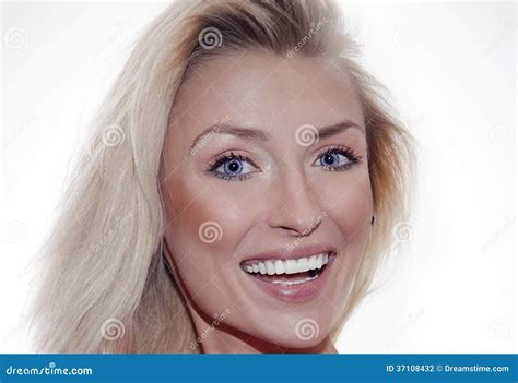 Smiling Blonde Woman Portrait Stock Photo Image Of Fashion Enjoyment