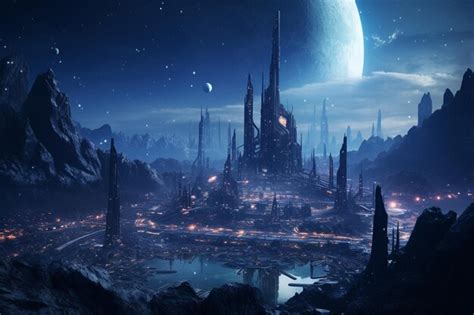 Premium Ai Image An Interstellar City Suspended Among The Stars Whe
