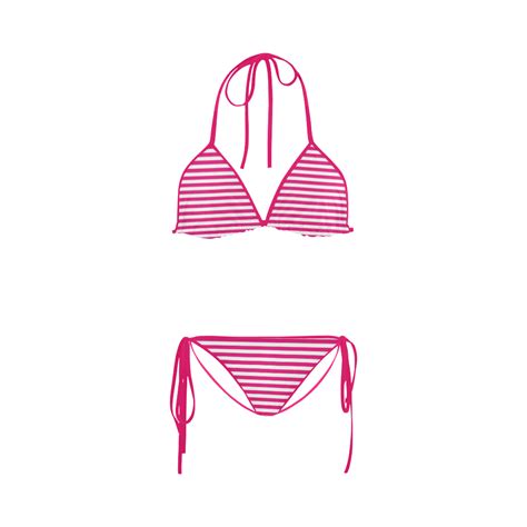 Solid Magenta With White Stripes Custom Bikini Swimsuit Id D