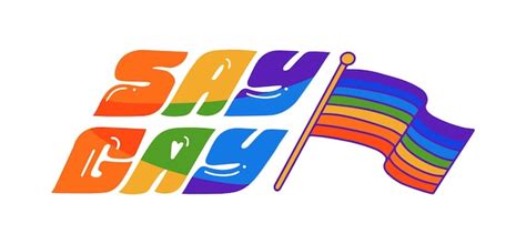 Decir Bandera De Arco Iris De Letras De Color Gay En Vector Vector Premium