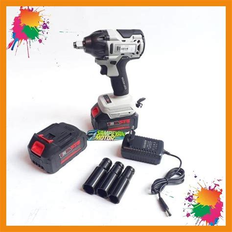 Jual Air Impact Wrench Alat Buka Baut 21v Cordless 2 Baterai Sentinel