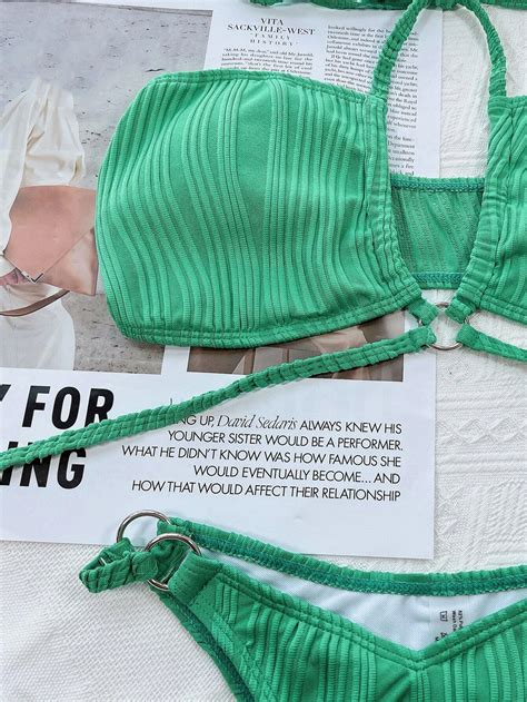 Ba Ador Bikini Halter Con Dise O Vinculado De Aro
