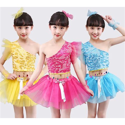 2PCs Kids Latin Dance Costumes Clothing Set Tops+skirt Performance ...