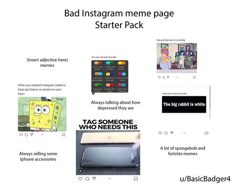 Bad Instagram Meme Page Starterpack : r/starterpacks