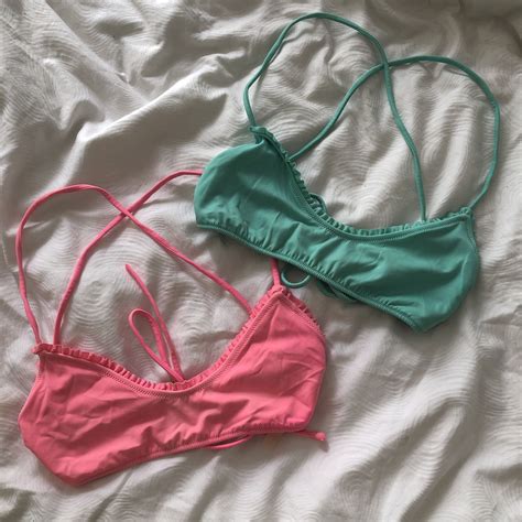 Bundle Victorias Secret Bikini Tops Blue And Pink On Carousell