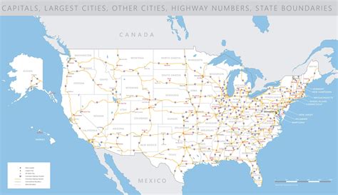 high detailed united states  america road map