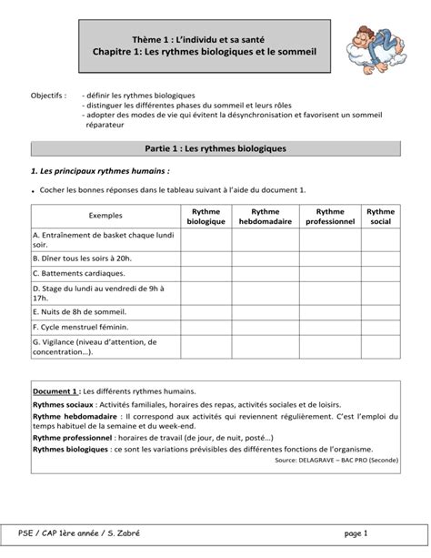 Rythmes Biologiques Cap Cours