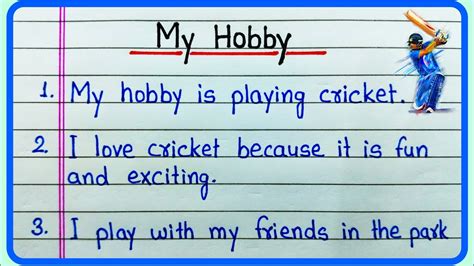 10 Lines On My Hobby Playing Cricket Essay Essay On My Hobby Playing