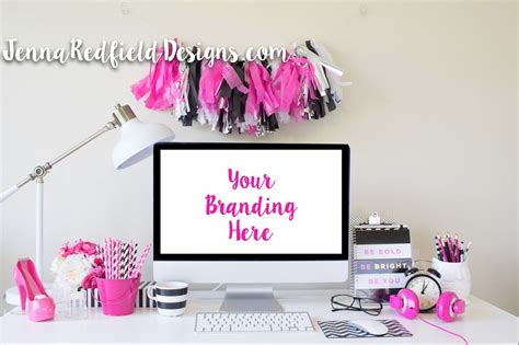 Hot Pink Desktop Styled Stock Photo By JennaRedfield TheHungryJPEG