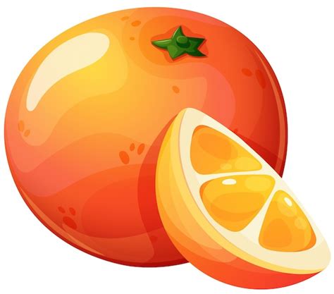 Premium Vector Juicy Cartoon Orange With Slice On Transparent Background