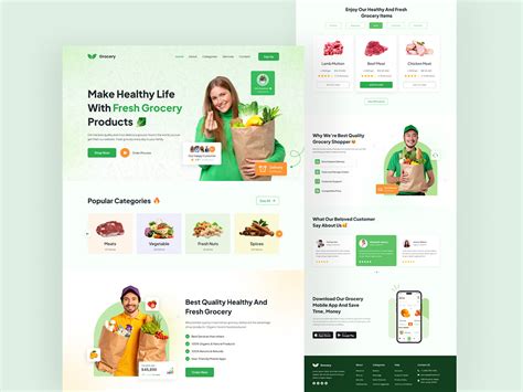 grocery store website landing page design behance