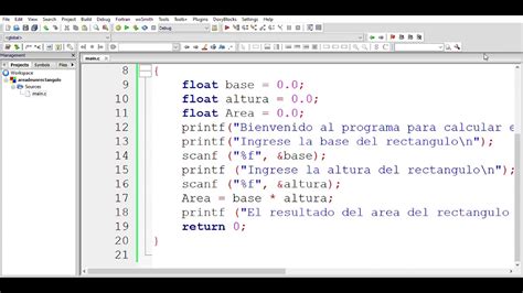 Como calcular Área de un rectangulo Programacion en C código en