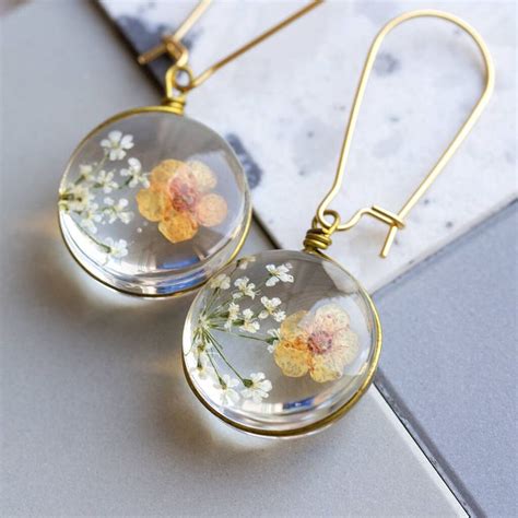 Eternal Pressed Flowers Encapsulated Earrings By Studio Hop Flower